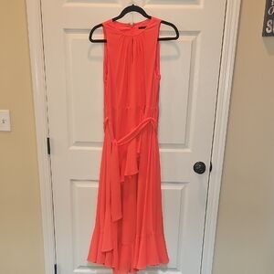 Alex Marie Vibrant Coral Asymmetrical Dress